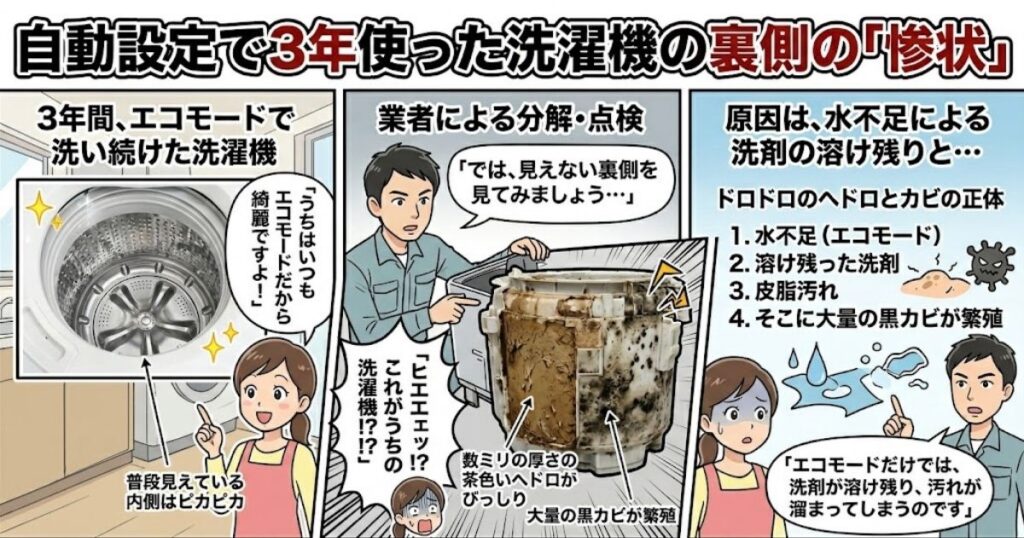 自動設定で3年使った洗濯機の裏側の「惨状」