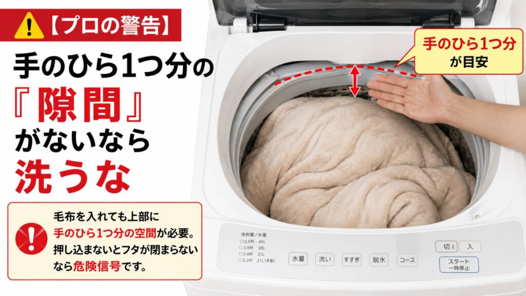洗濯機で毛布の洗濯 【プロの警告】手のひら1つ分の「隙間」がないなら洗うな