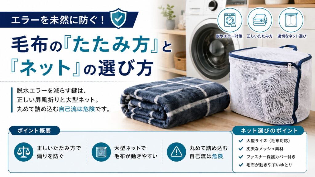 洗濯機で毛布の洗濯 エラーを未然に防ぐ!毛布の「たたみ方」と「ネット」の選び方