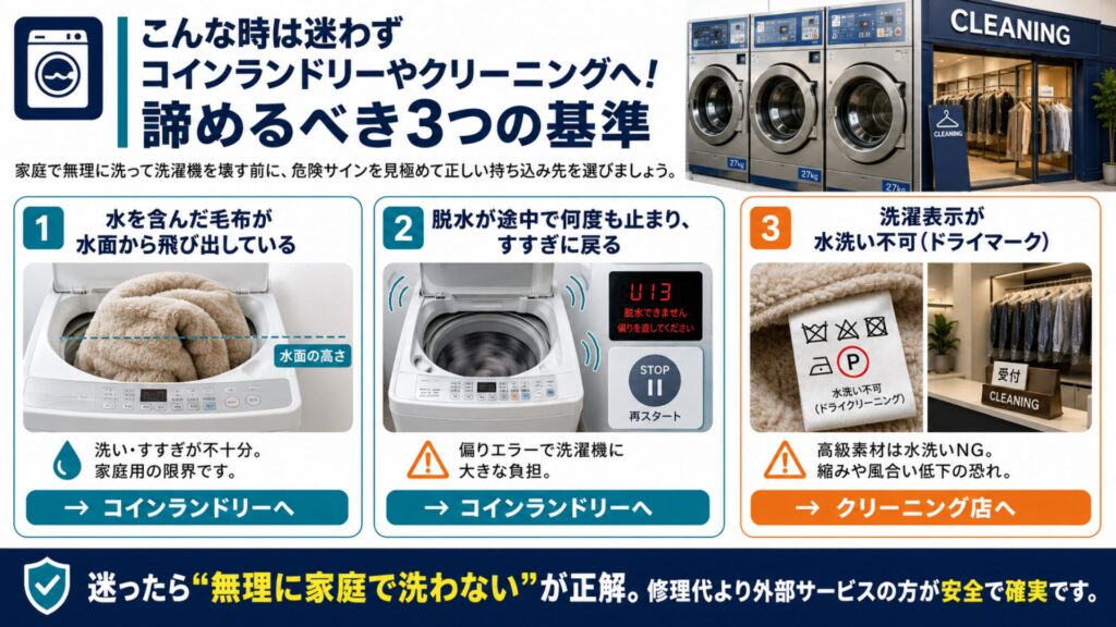洗濯機で毛布の洗濯 こんな時は迷わずコインランドリーやクリーニングへ!諦めるべき3つの基準
