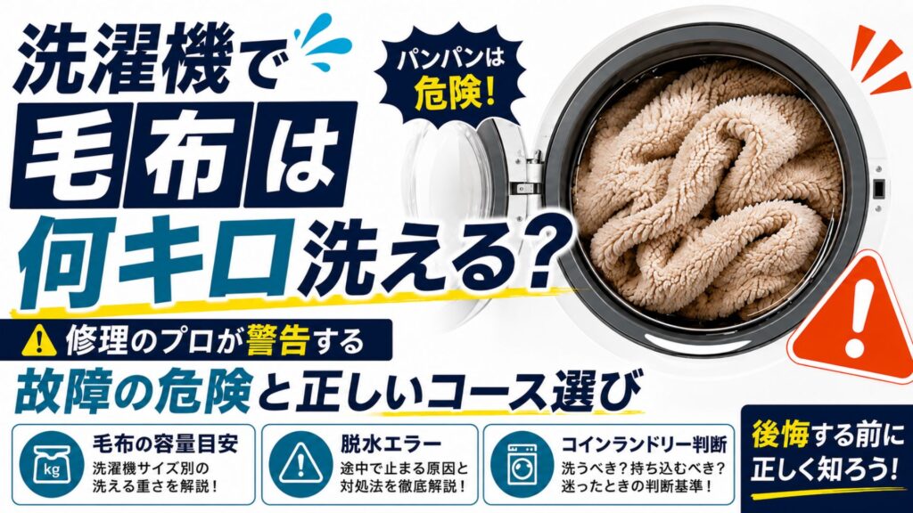 洗濯機で毛布は何キロ洗える?修理のプロが警告する故障の危険と正しいコース選び