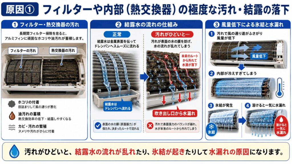 フィルターや内部の極度な汚れ