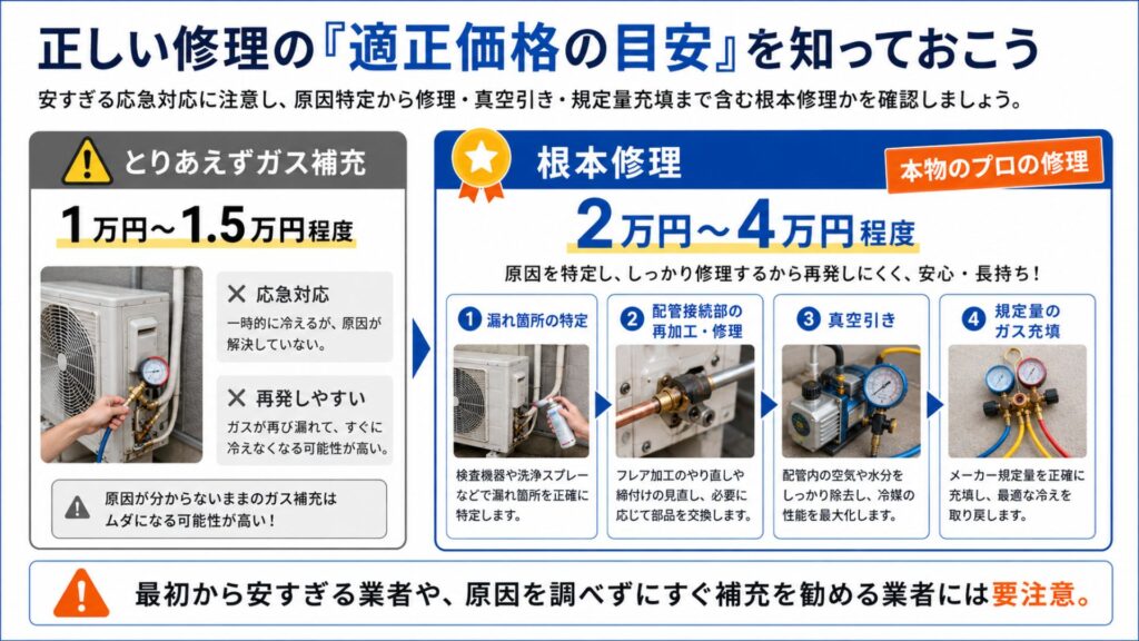 エアコンのガス漏れ 正しい修理の「適正価格の目安」を知っておこう