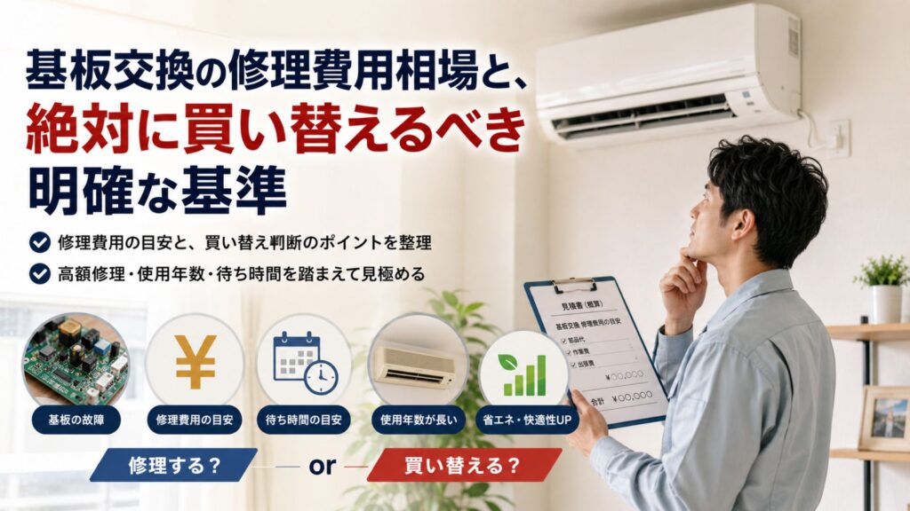 エアコンの基板交換の修理費用相場と、絶対に買い替えるべき明確な基準