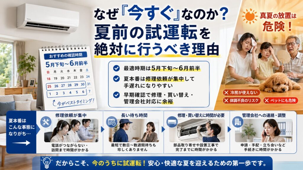 なぜ「今すぐ」なのか？夏前の試運転を絶対に行うべき理由