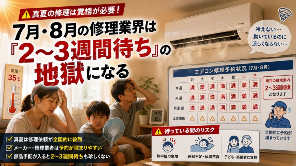 夏前の試運転を絶対に行うべき理由 7月・8月の修理業界は「2〜3週間待ち」の地獄になる