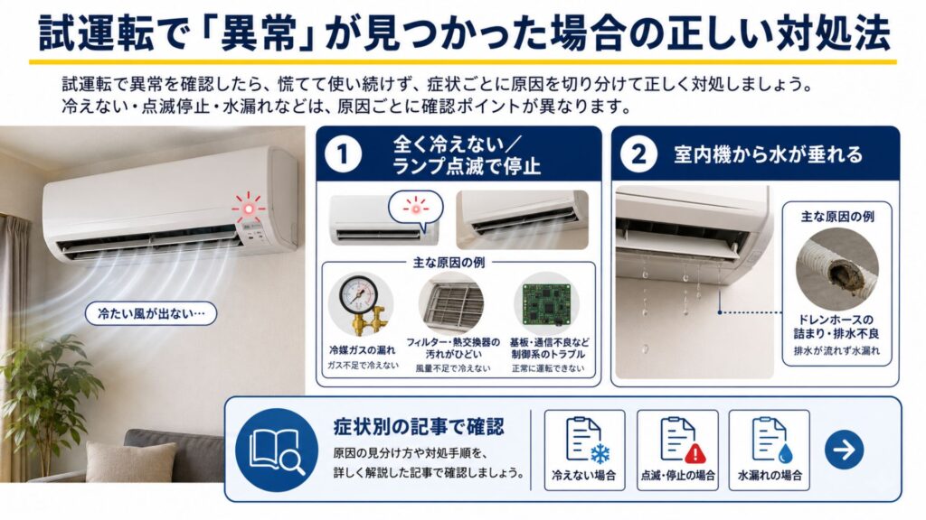 エアコンの試運転で「異常」が見つかった場合の正しい対処法
