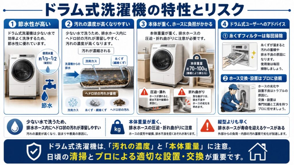 ドラム式洗濯機の特性とリスク