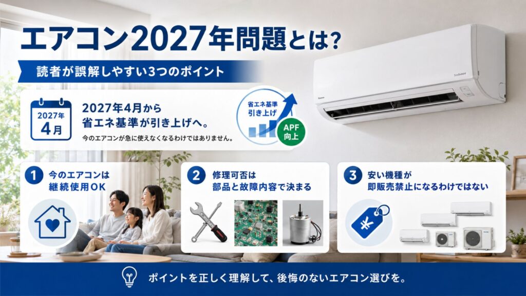 エアコン2027年問題とは?読者が誤解しやすい3つのポイント