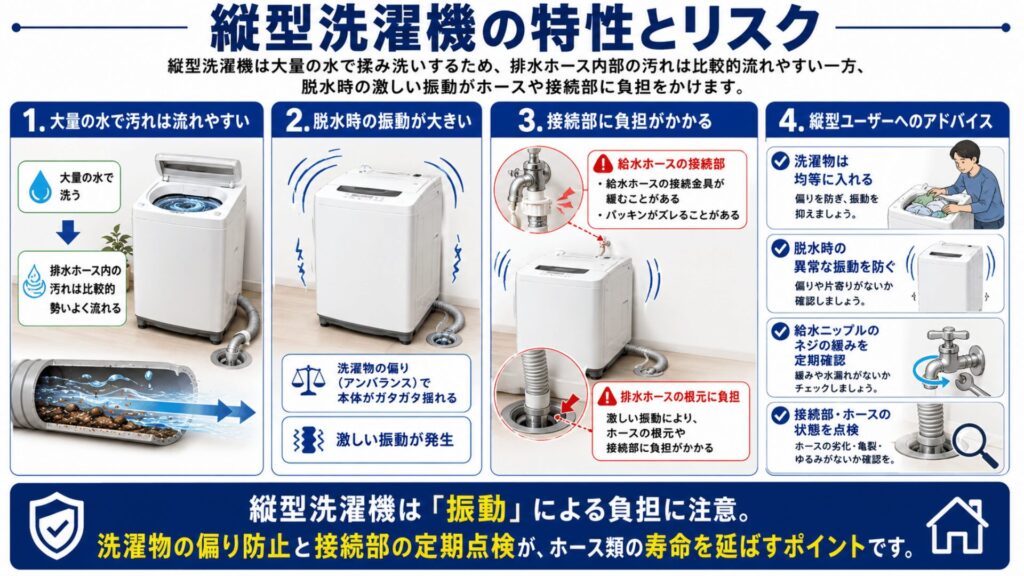 縦型洗濯機の特性とリスク