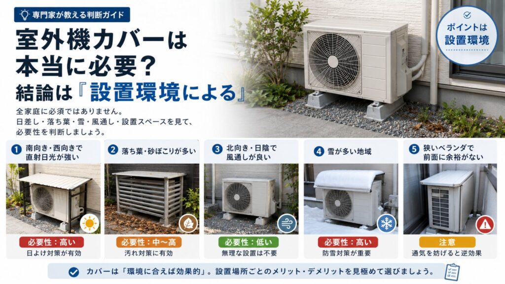エアコンの室外機カバーは本当に必要？結論は「設置環境による」