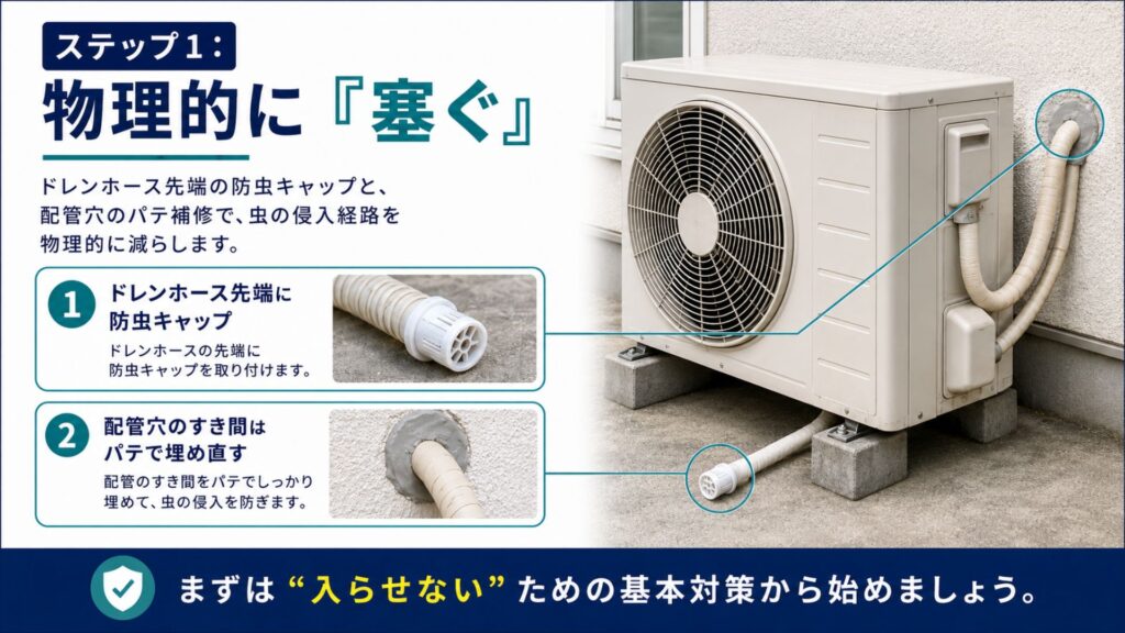 エアコンの室外機カバーだけでは不十分な「虫対策」と環境整備 ステップ1：物理的に「塞ぐ」