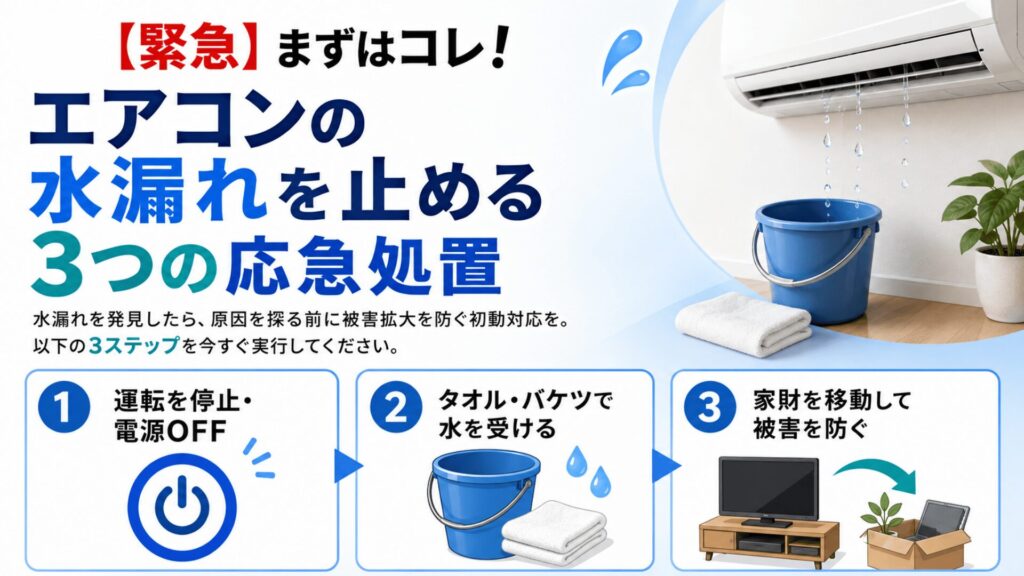 エアコンの水漏れを止める3つの応急処置