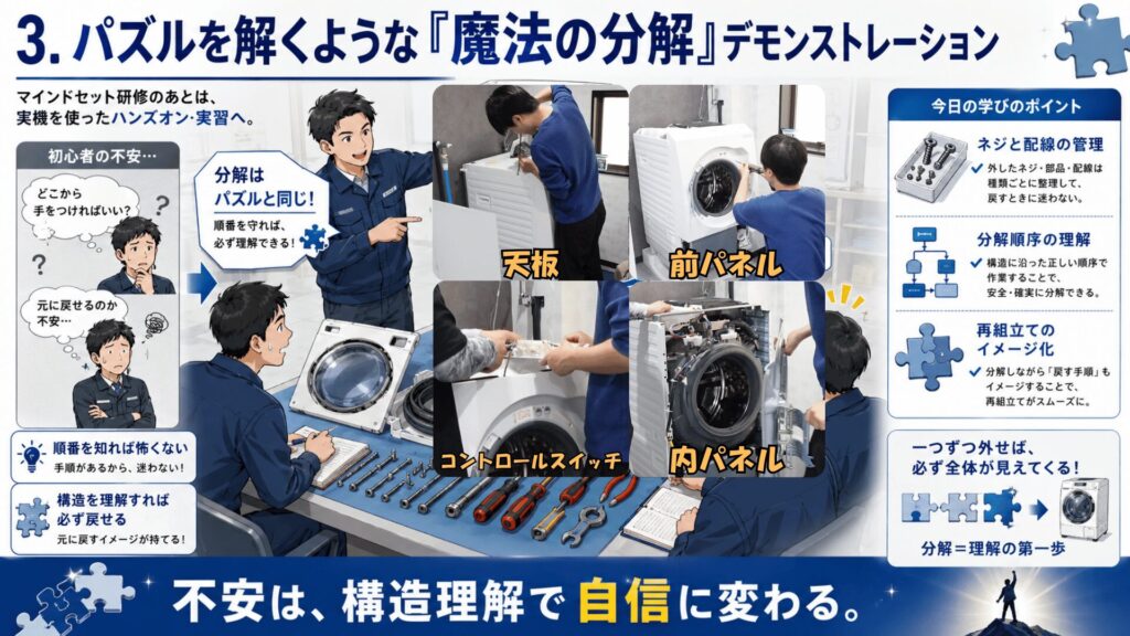アプローチ：パズルを解くような魔法の分解デモンストレーション