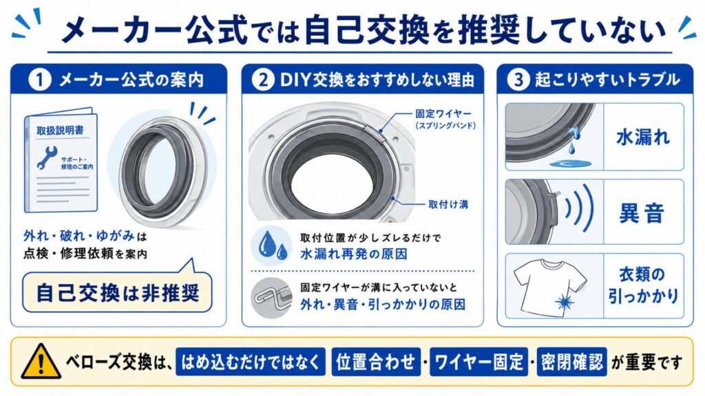 メーカー公式では自己交換を推奨していない
