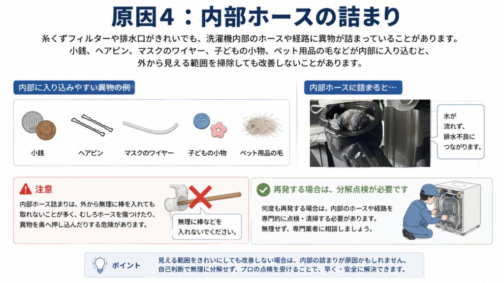 原因4：内部ホースの詰まり