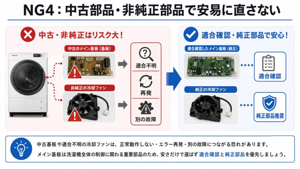 NG4：中古部品・非純正部品で安易に直さない
