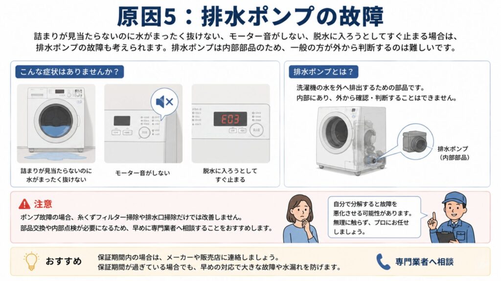 原因5：排水ポンプの故障