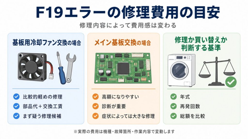 F19エラーの修理費用の目安
