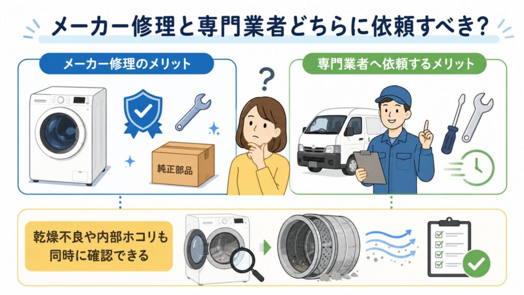 メーカー修理と専門業者どちらに依頼すべき