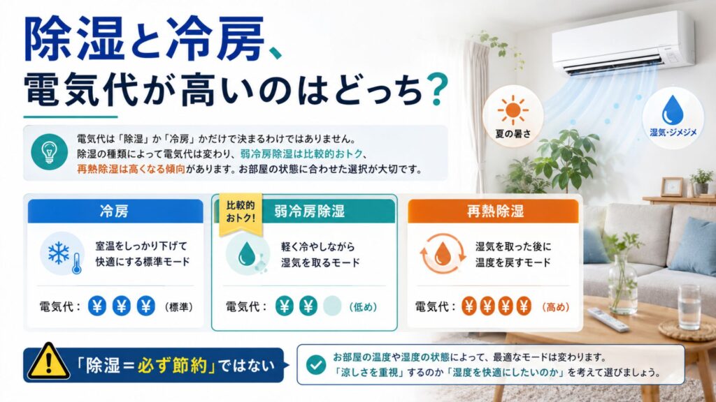 エアコンの除湿と冷房、電気代が高いのはどっち?