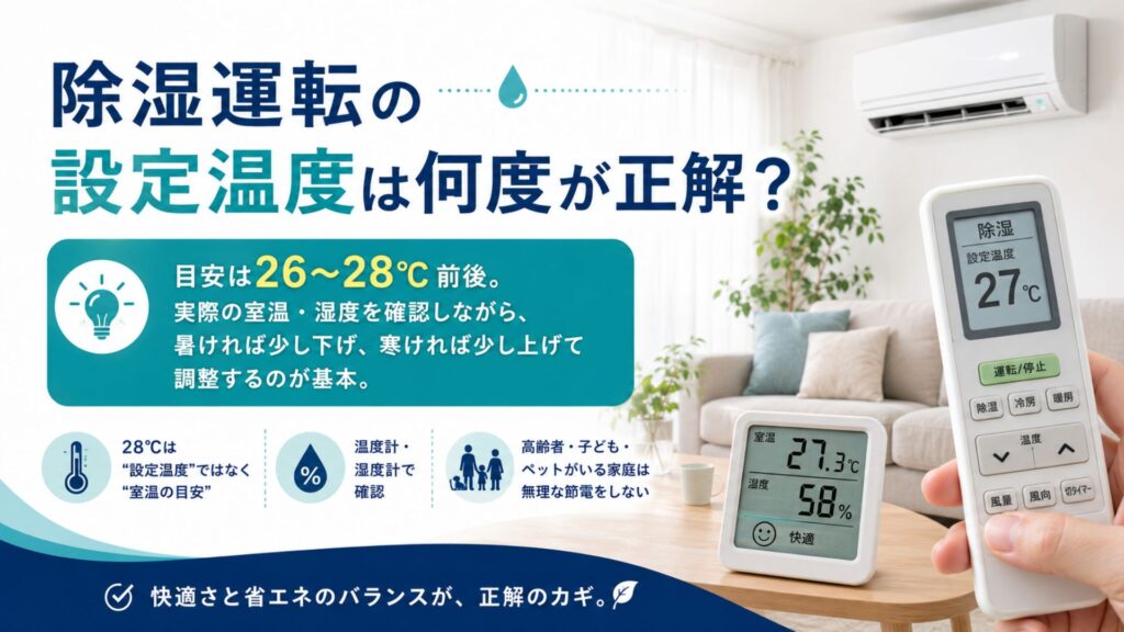 エアコンの除湿運転の設定温度は何度が正解?