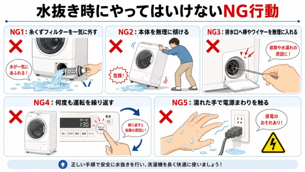 水抜き時にやってはいけないNG行動