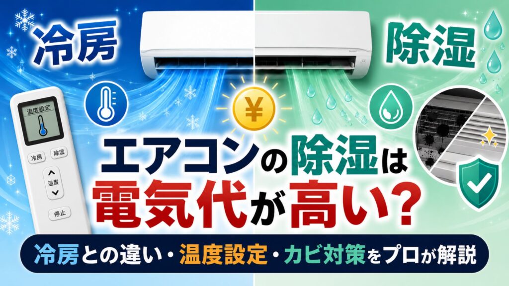 エアコンの除湿は電気代が高い?冷房との違い・温度設定・カビ対策をプロが解説