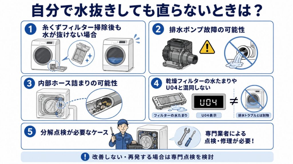 自分で水抜きしても直らないときは