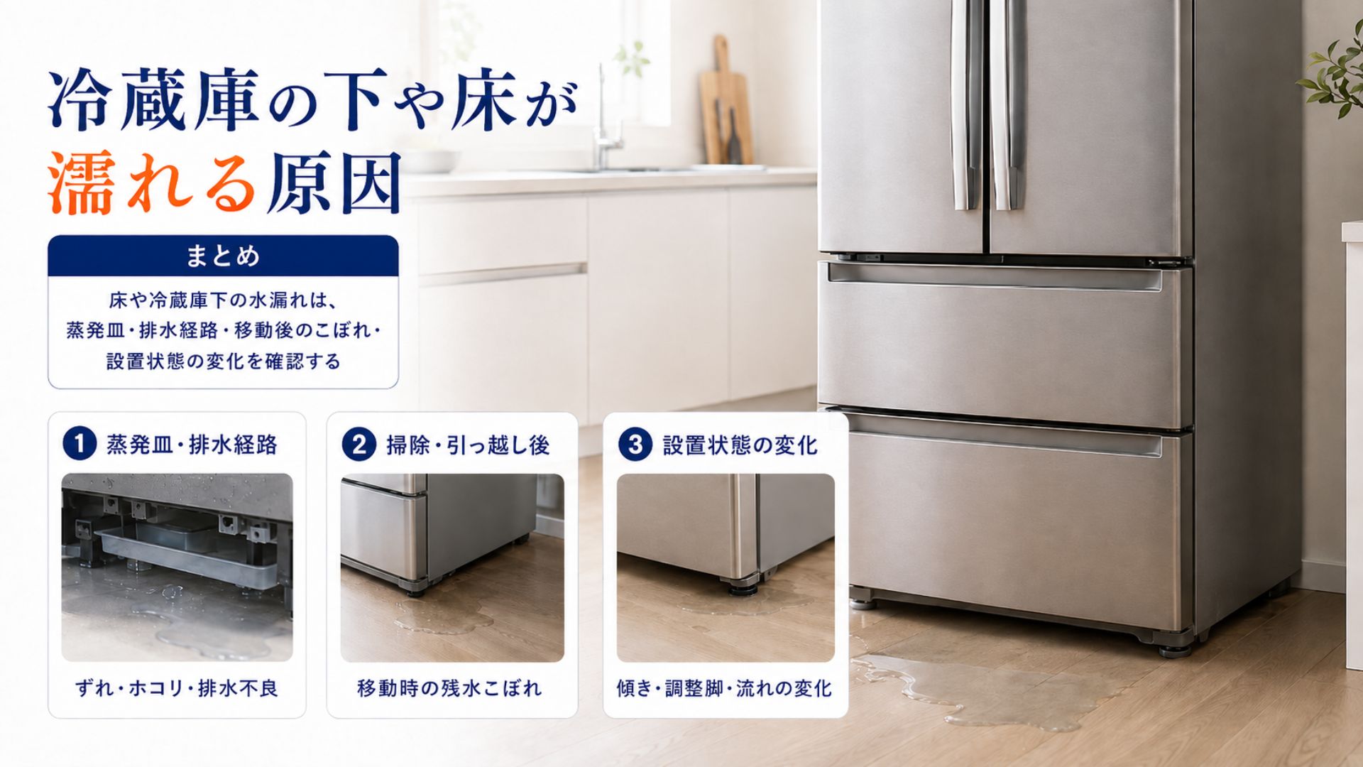 冷蔵庫の下や床が濡れる原因を確認するポイント