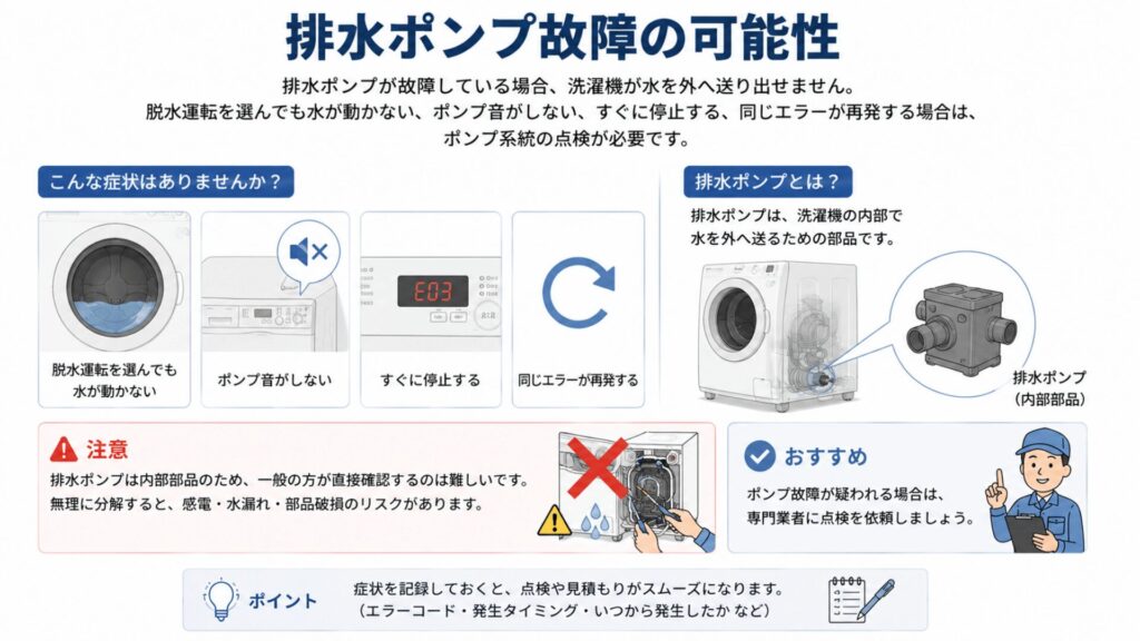 排水ポンプ故障の可能性