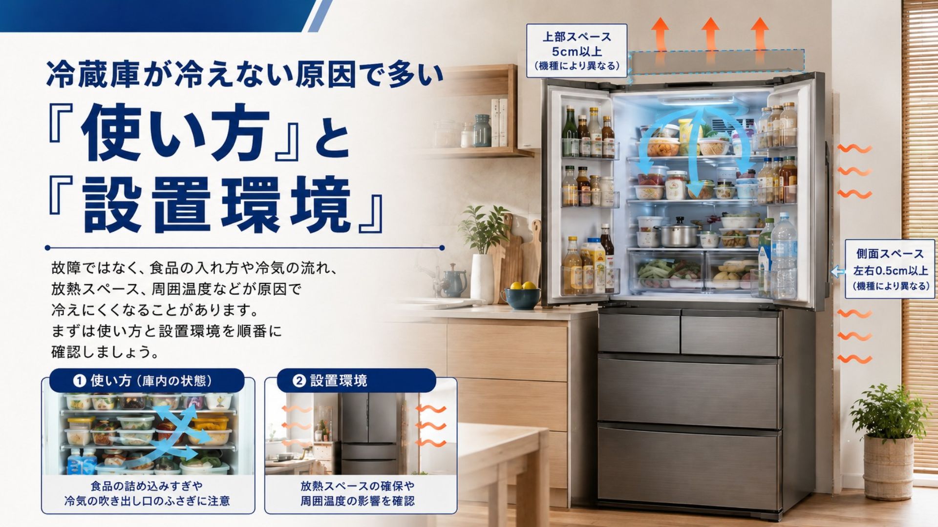 冷蔵庫が冷えない原因になりやすい使い方と設置環境