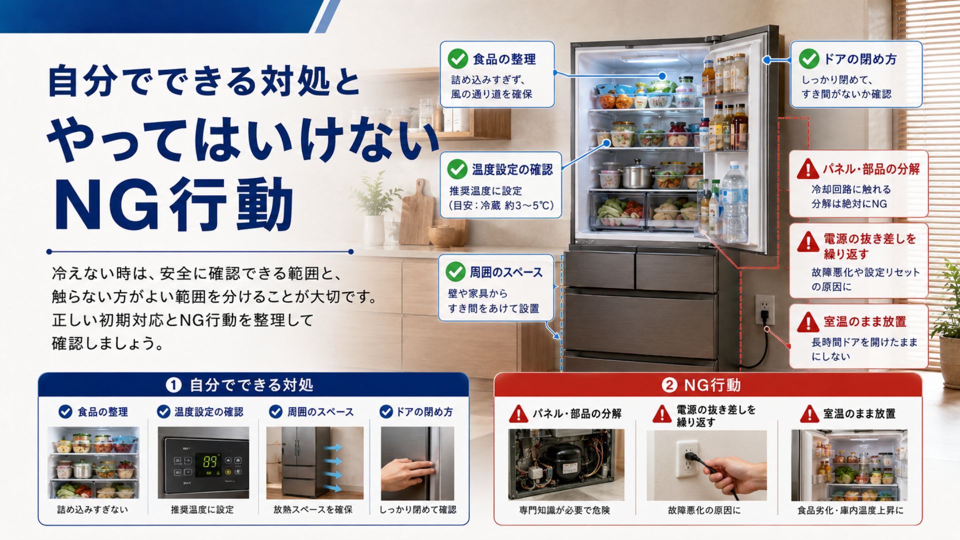 冷蔵庫が冷えない時に自分でできる対処とやってはいけない行動