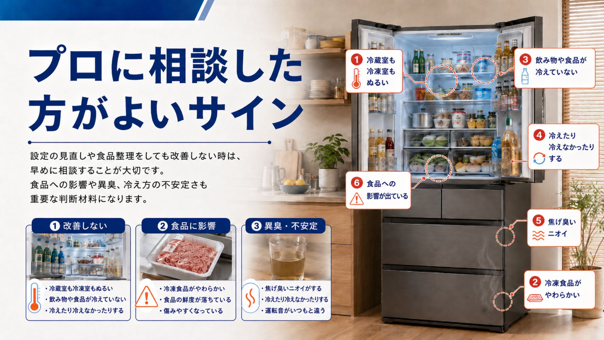 冷蔵庫が冷えない時にプロへ相談した方がよいサイン
