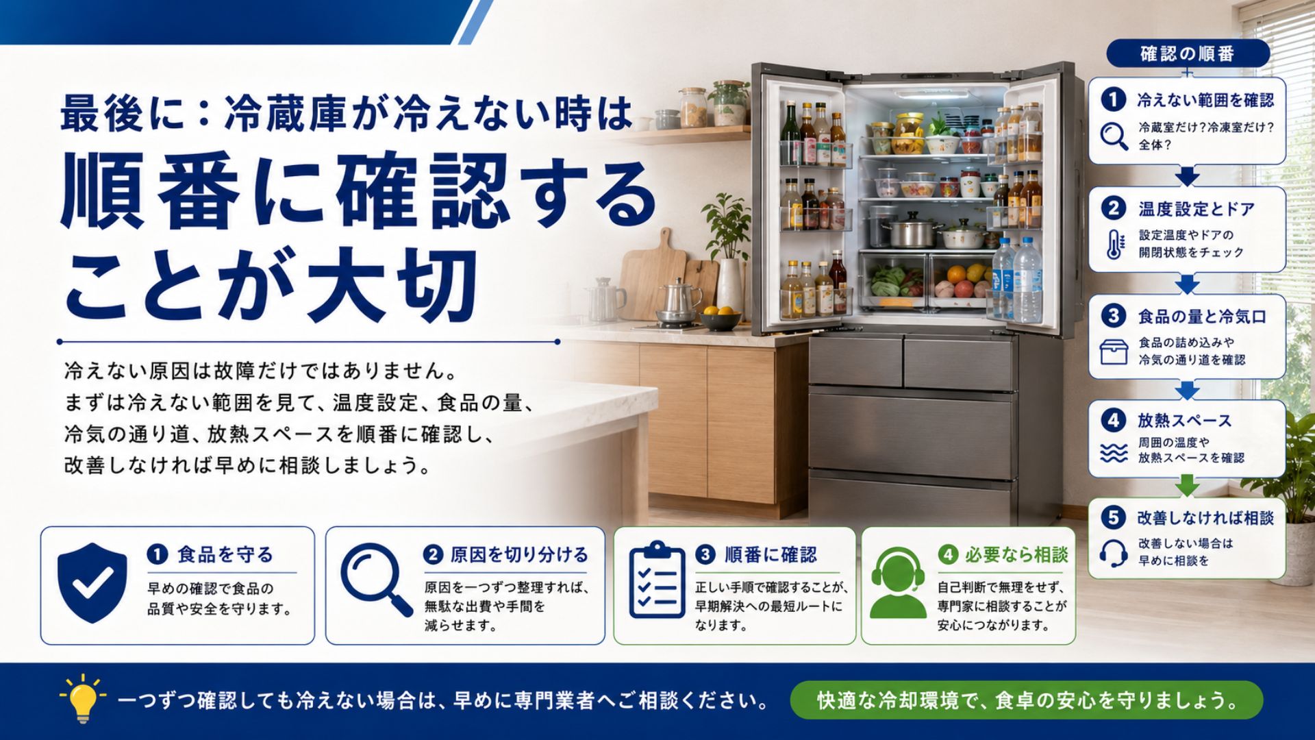 冷蔵庫が冷えない時は順番に原因を確認することが大切