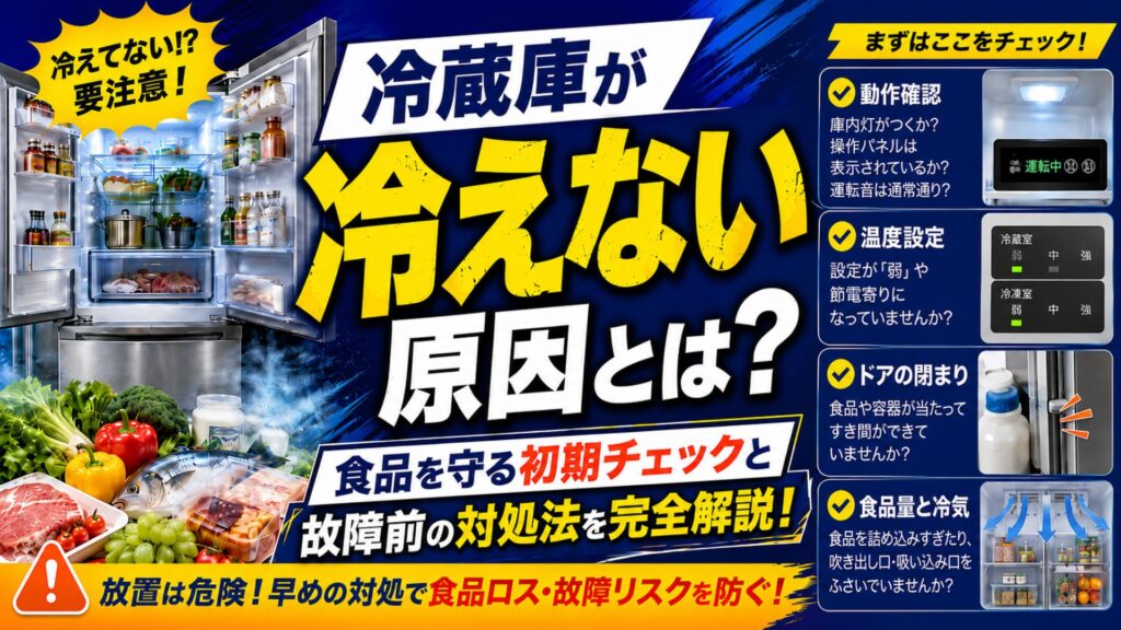 冷蔵庫が冷えない原因とは?食品を守る初期チェックと故障前の対処法を完全解説!