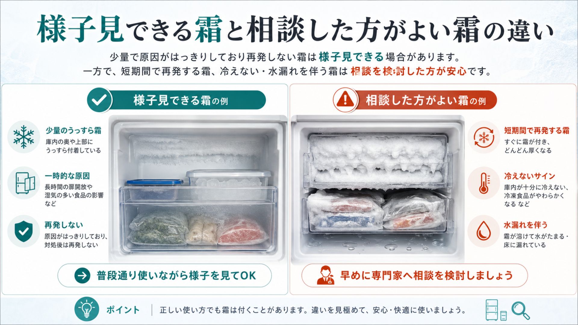 様子見できる霜と専門業者へ相談した方がよい霜の違い