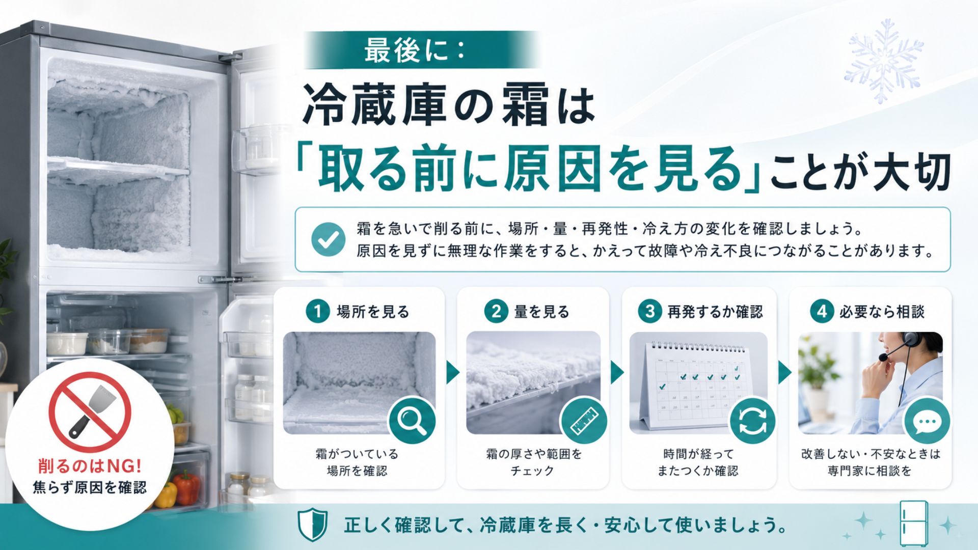 冷蔵庫の霜は取る前に原因を見ることが大切