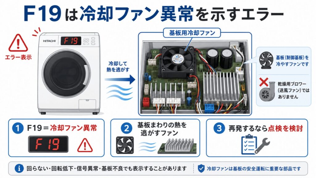 F19は冷却ファン異常を示すエラー