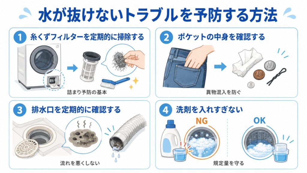 水が抜けないトラブルを予防する方法