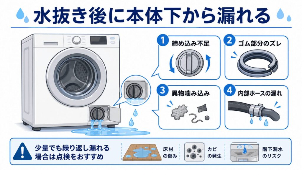 水抜き後に本体下から漏れる