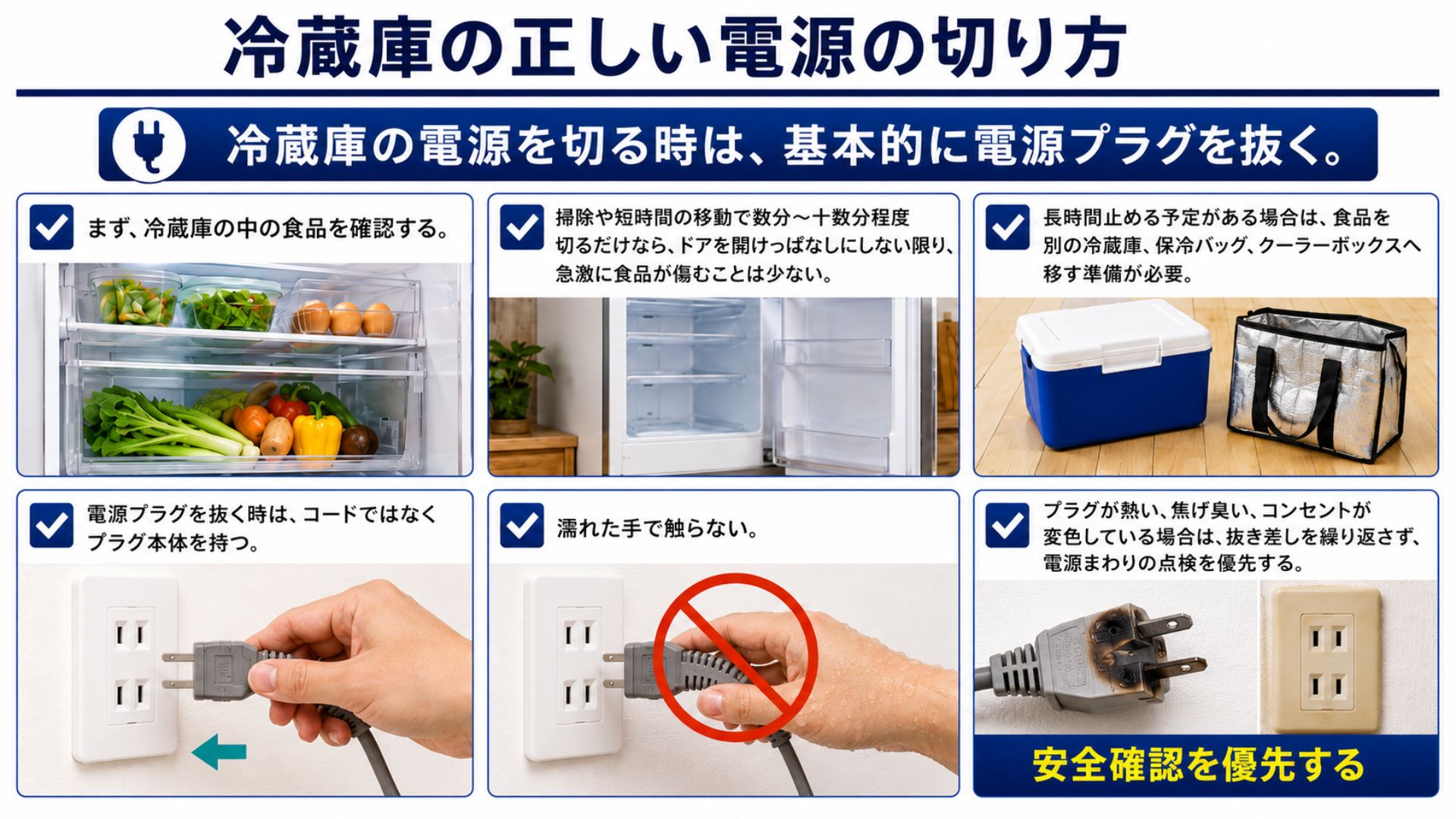 冷蔵庫の正しい電源の切り方