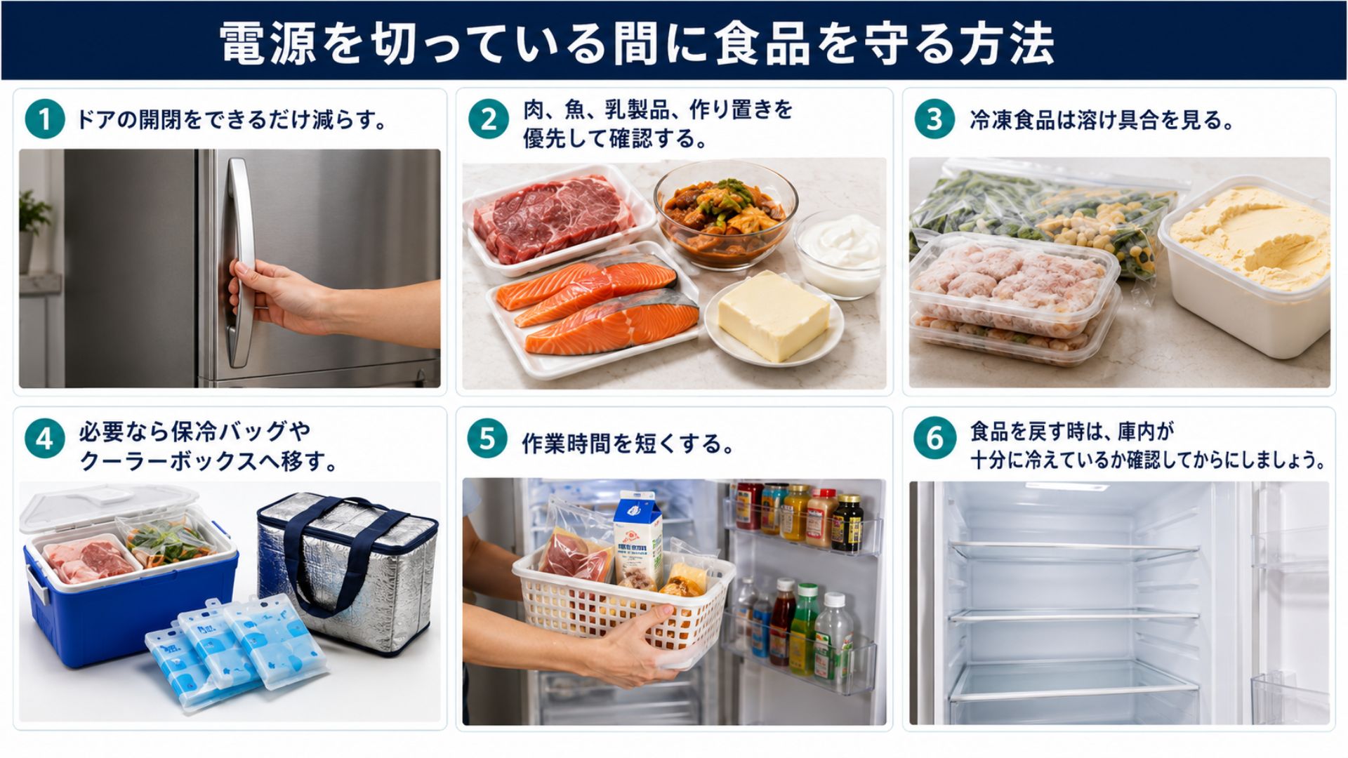 冷蔵庫の電源を切っている間に食品を守る方法