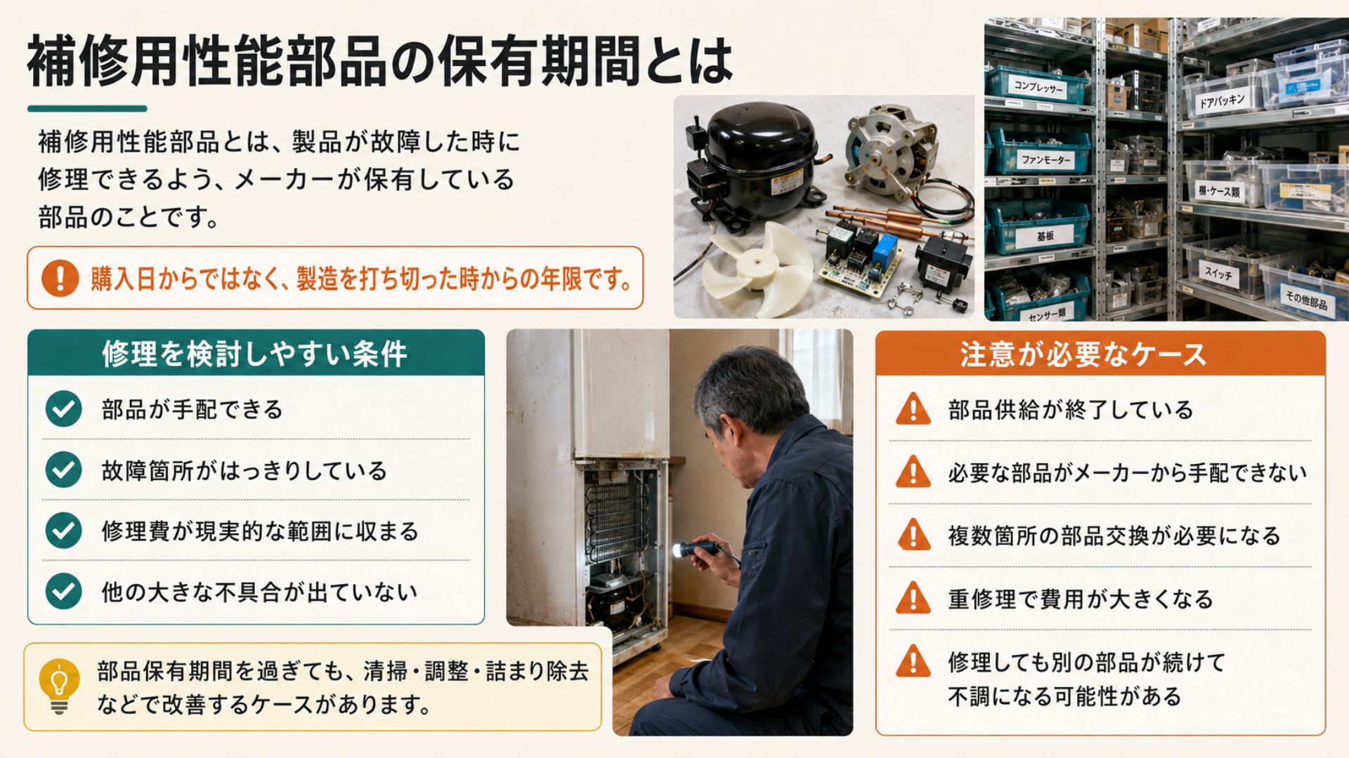 冷蔵庫の補修用性能部品の保有期間とは