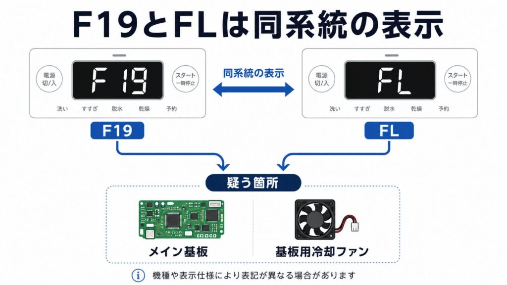 F19とFLは同系統の表示