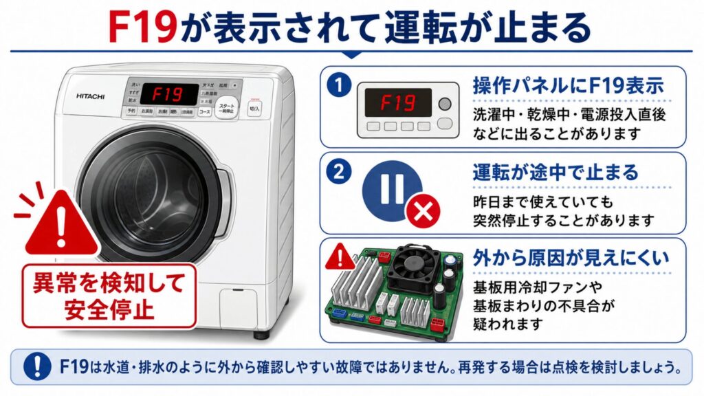 F19が表示されて運転が止まる