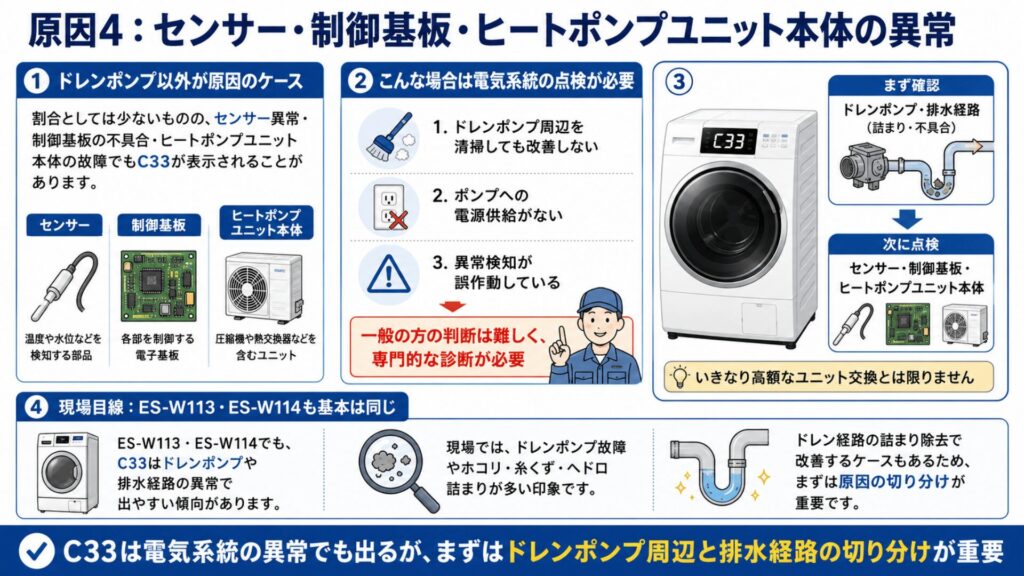 原因4：センサー・制御基板・ヒートポンプユニット本体の異常