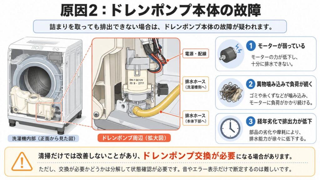 原因2：ドレンポンプ本体の故障