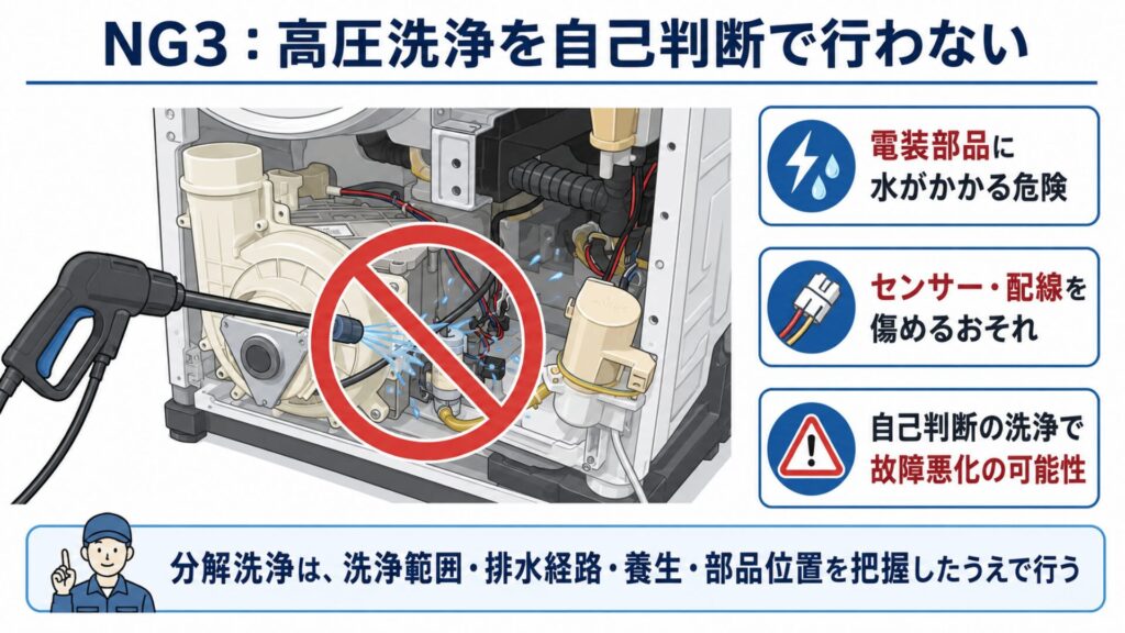 NG3：高圧洗浄を自己判断で行わない
