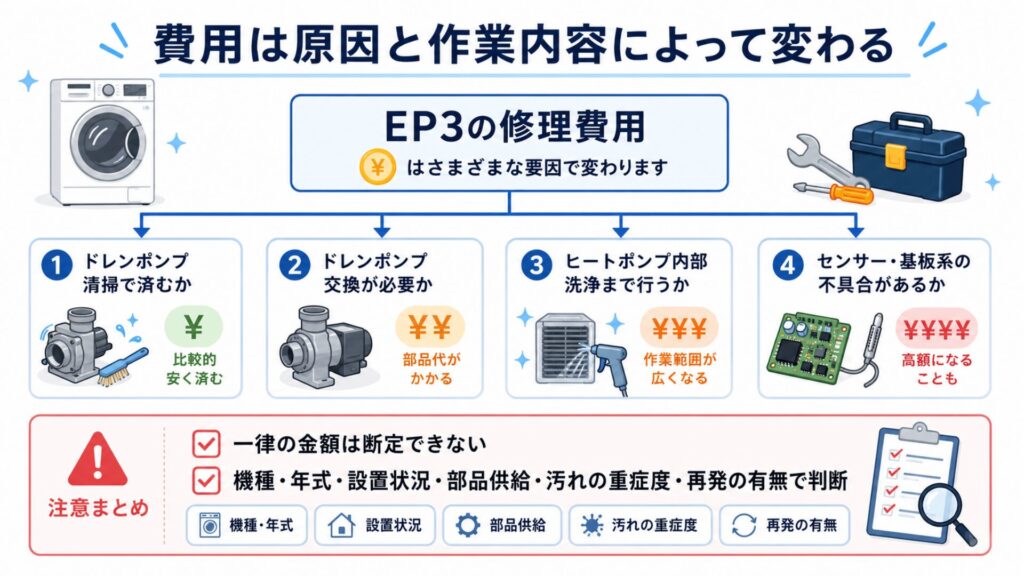 費用は原因と作業内容によって変わる